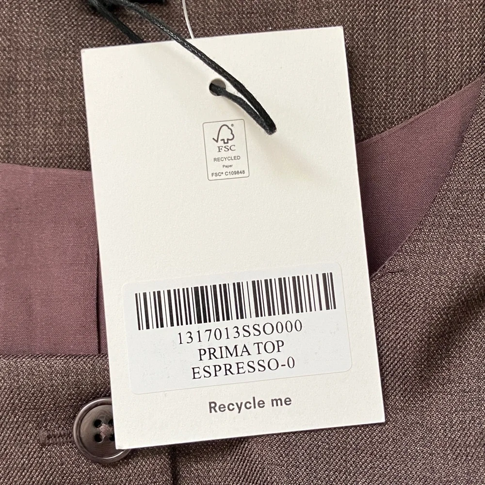 Reformation Brown Fitted Button-Up Scoop Neck Blouse - Picture 7 of 11